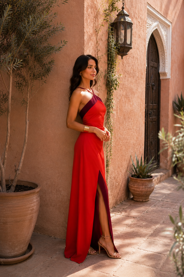 Gaëlle | Robe Longue Halter avec Fente