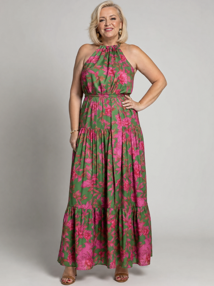 Wilhelmine | Robe Midi Fleurie Tropicale