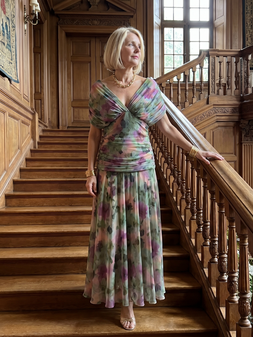 Axelle | Robe Midi Fleurie Aquarelle