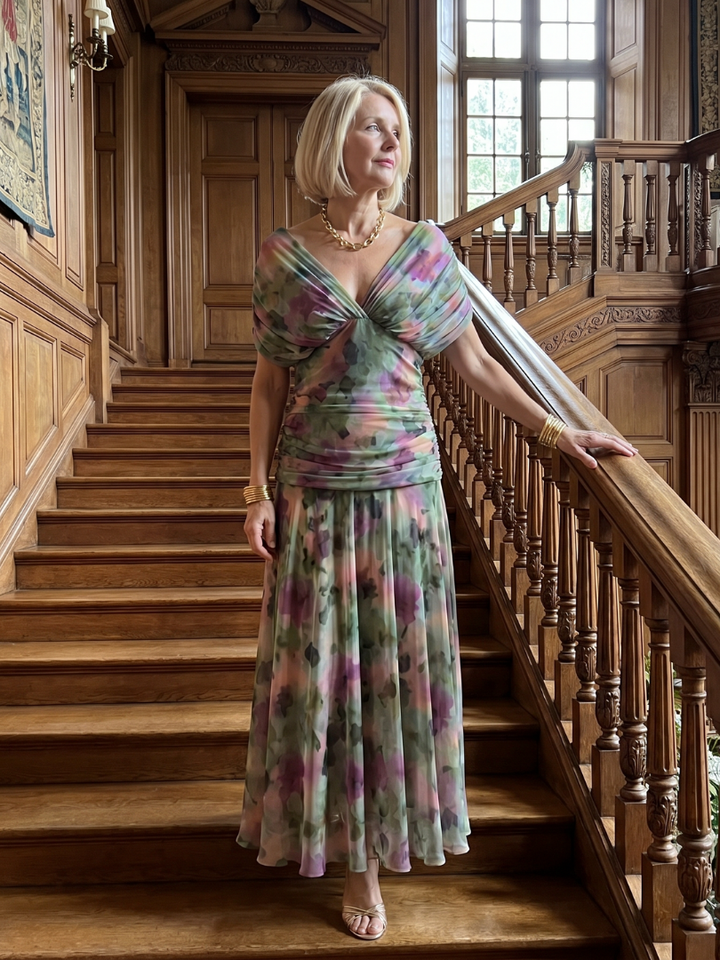 Axelle | Robe Midi Fleurie Aquarelle
