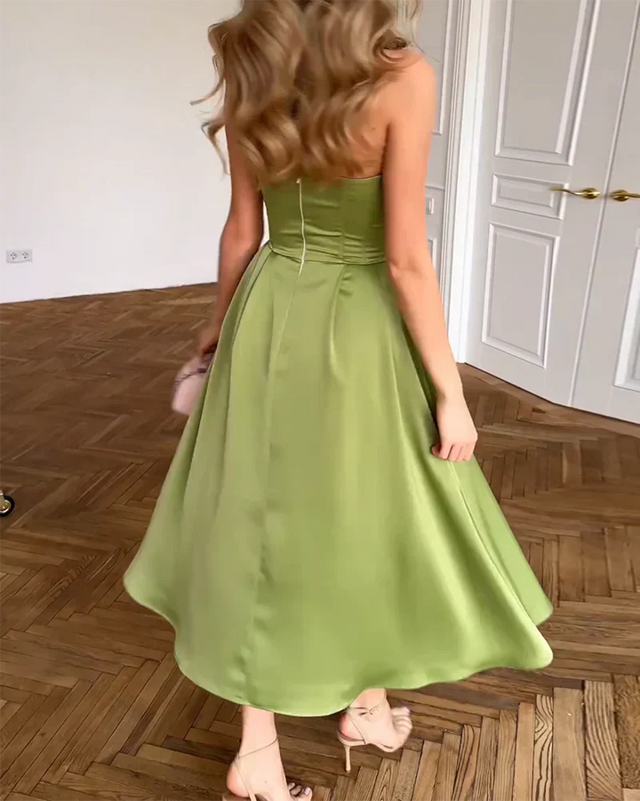 Léonie | Robe Midi Élégante Sans Bretelles