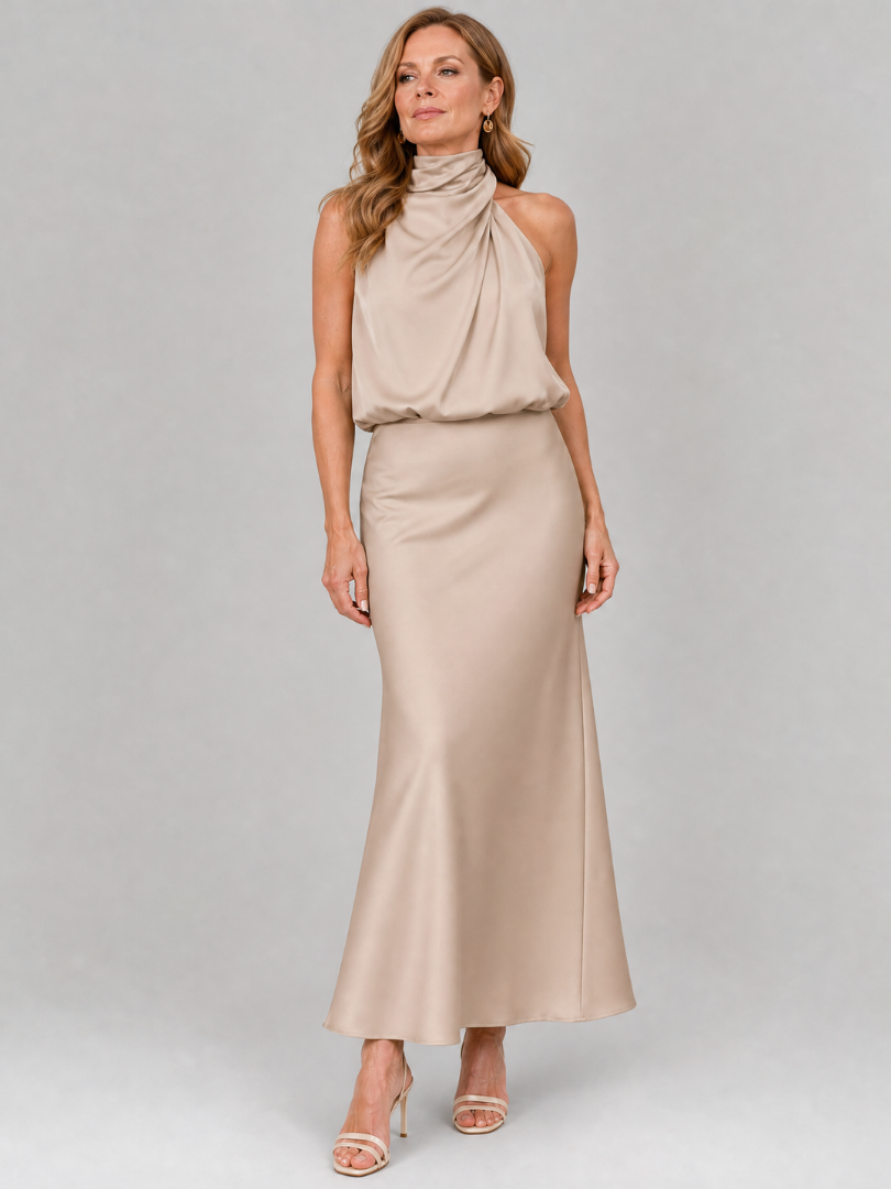 Maud | Robe Maxi en Satin Dos-Nu
