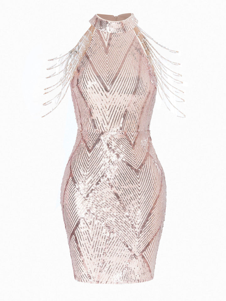 Léa | Robe Mini à Paillettes Géométriques