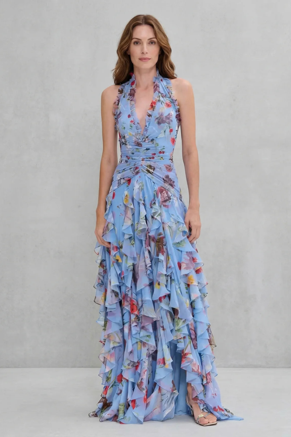 Béatrice | Robe Longue Romantique Cascade de Roses