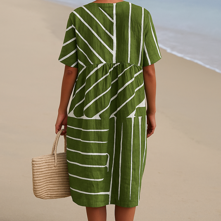 Eithne - Green Geometric Dress