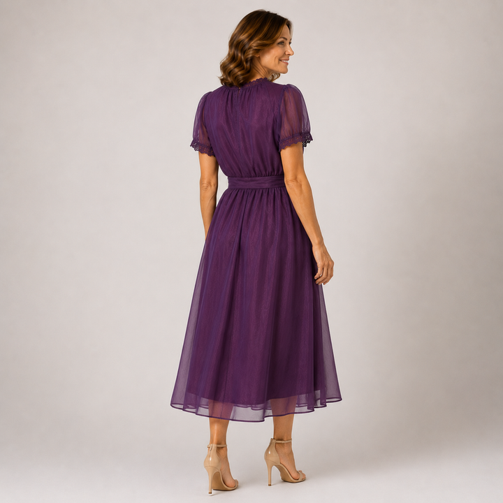 Flavie | Robe Maxi Décolleté Goutte & Bordure Dentelle