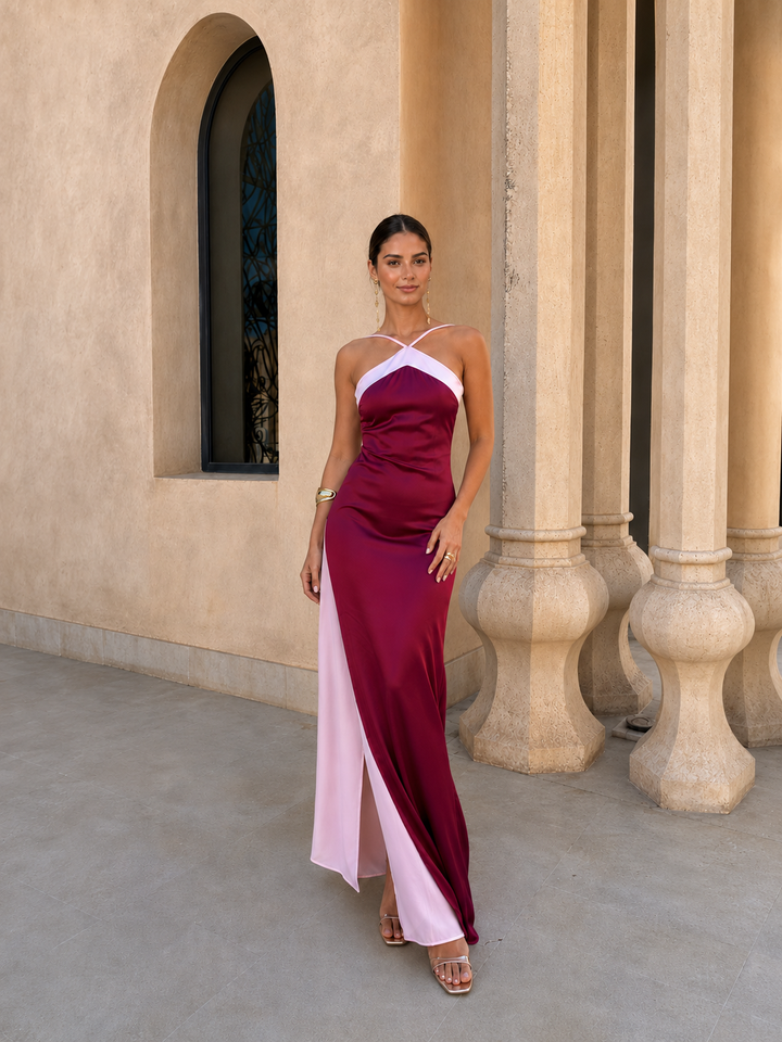 Kateline | Robe Longue Satinée Croisée