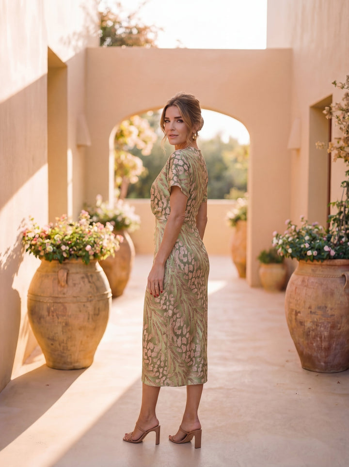 Renée | Robe Midi Gainante à Nœud Central