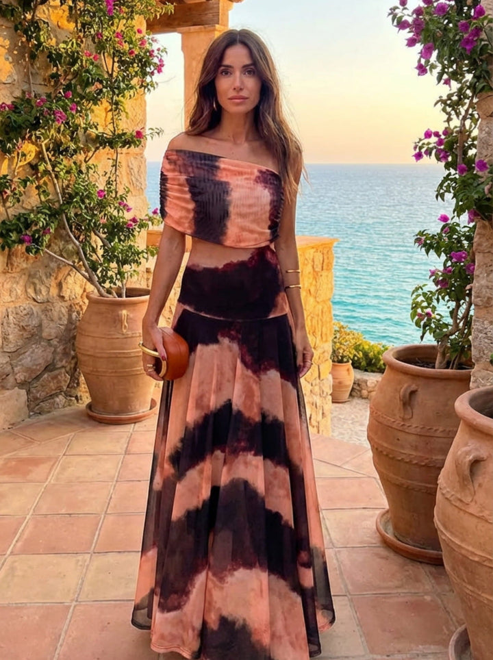 Ophélie | Robe à Imprimé Orange et Brun