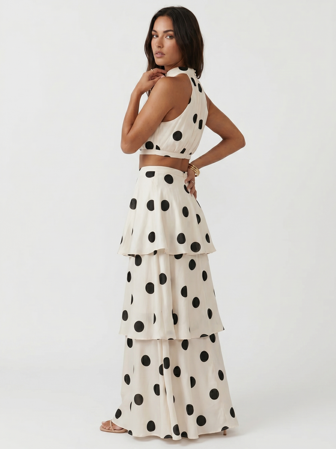 Pascale | Ensemble Top et Jupe Longue à Pois