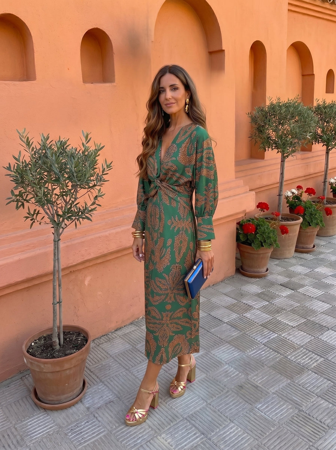 Estelle | Robe Midi à Imprimé Coloré