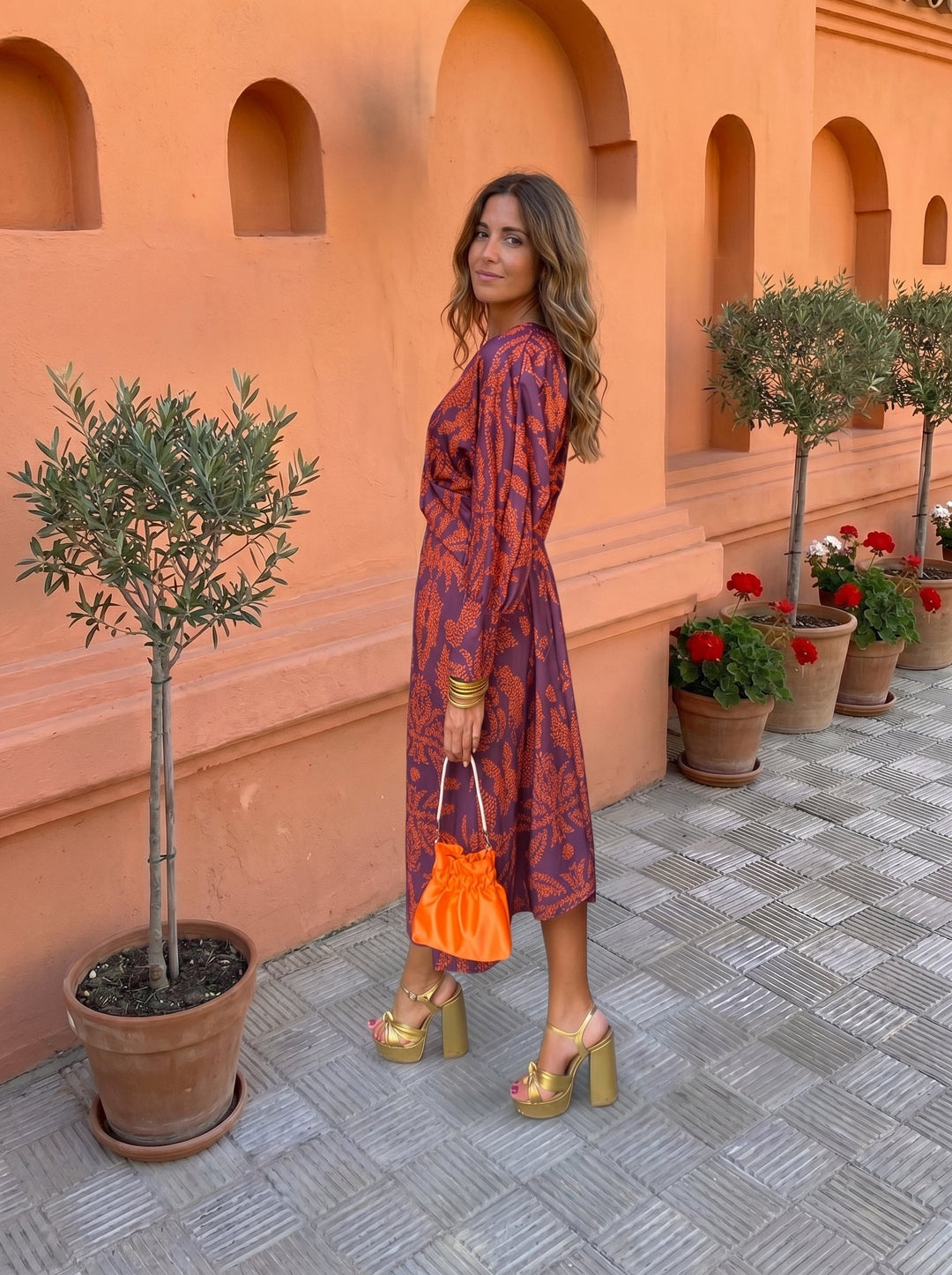 Estelle | Robe Midi à Imprimé Coloré