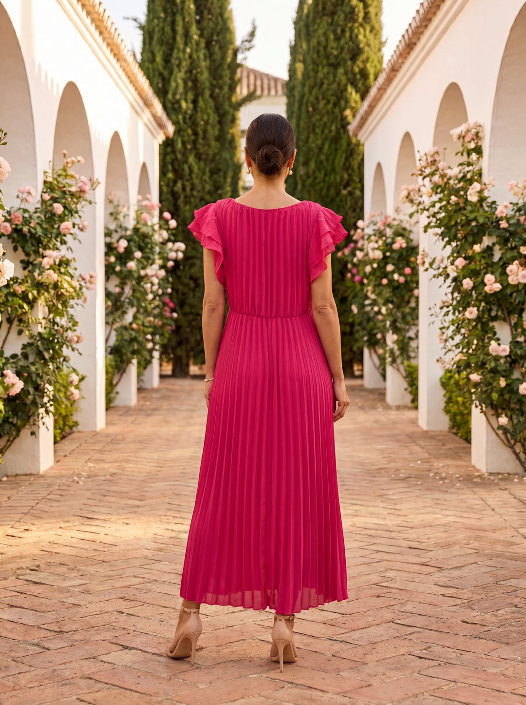 Séraphine | Robe Maxi Plissée Élégante à Nœud