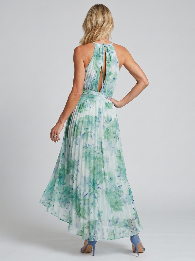 Adèle | Robe Maxi Fleurie Aqua
