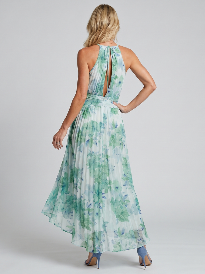 Adèle | Robe Maxi Fleurie Aqua