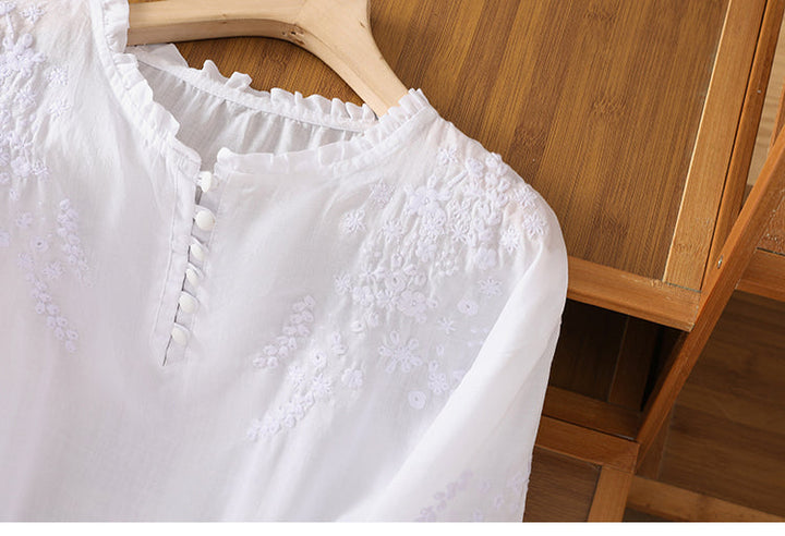 Dervla - Embroidered Linen Blouse