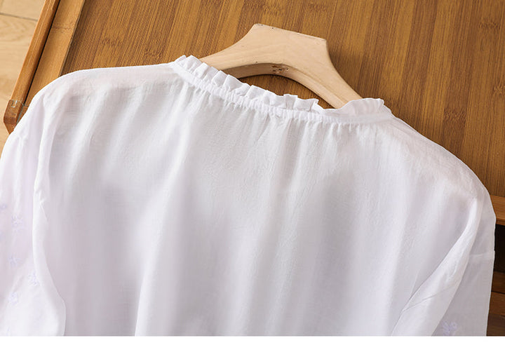 Dervla - Embroidered Linen Blouse