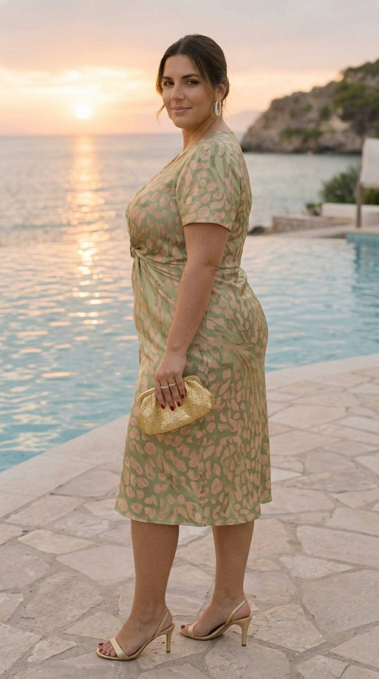 Renée | Robe Midi Gainante à Nœud Central