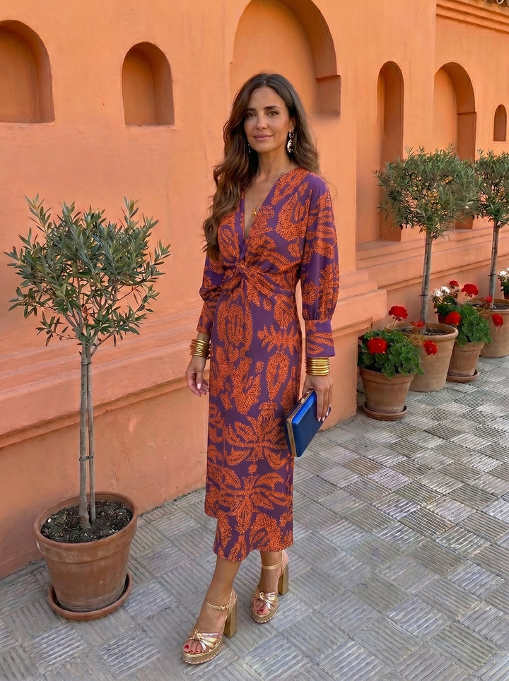 Estelle | Robe Midi à Imprimé Coloré