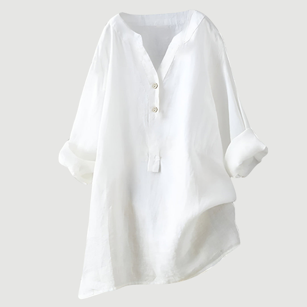 Eabha - White V-Neck Blouse