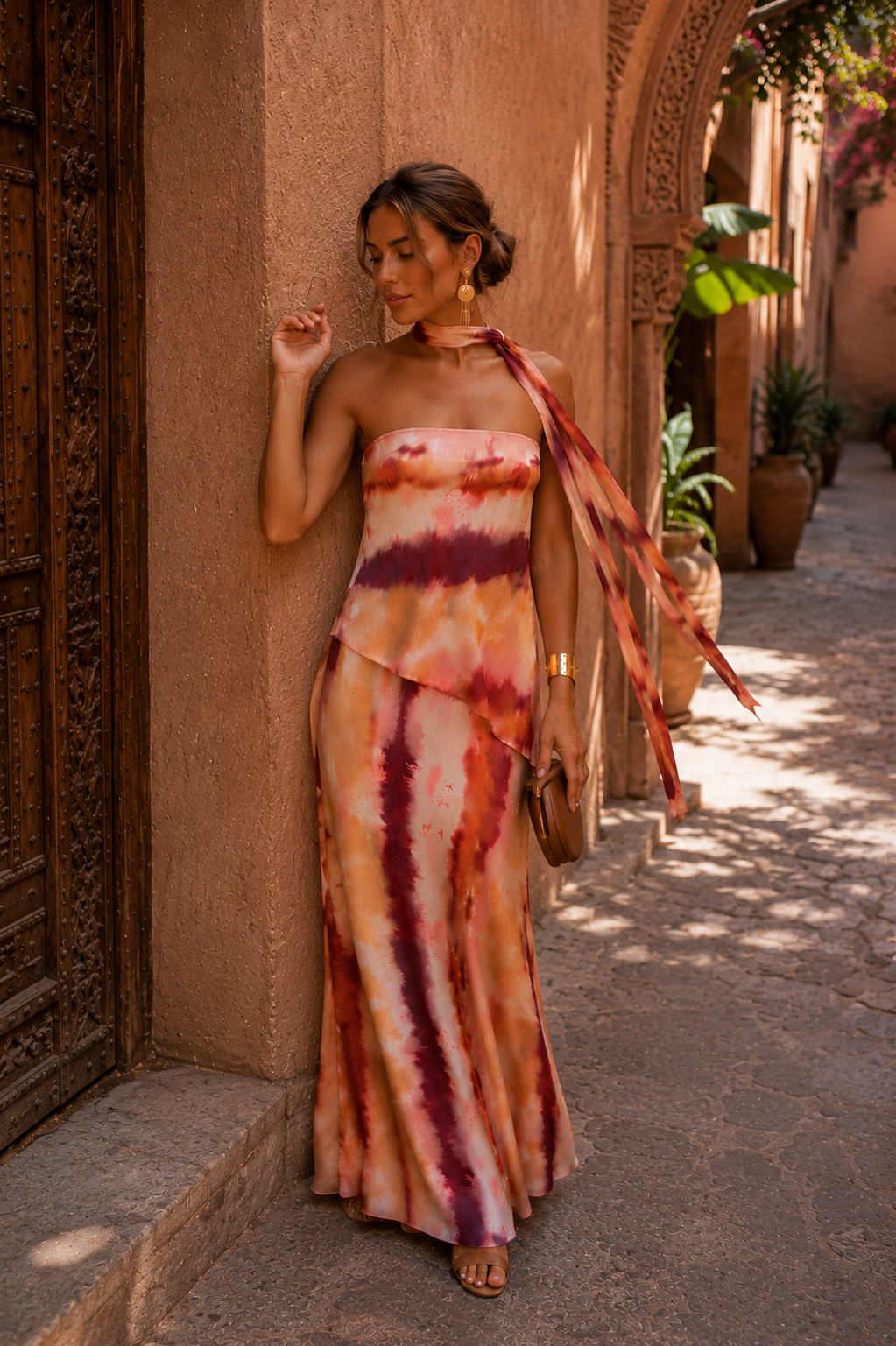 Delphine | Robe Longue Imprimée Sans Bretelles