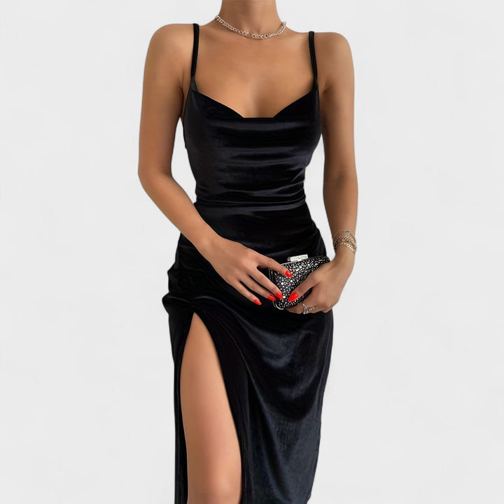 Eimear - Velvet Dress With Slit