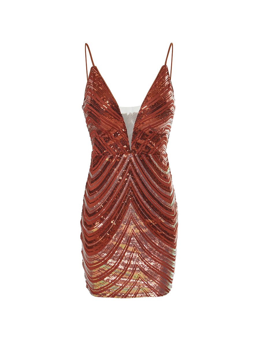 Bérénice | Robe Mini à Paillettes et Bretelles Fines