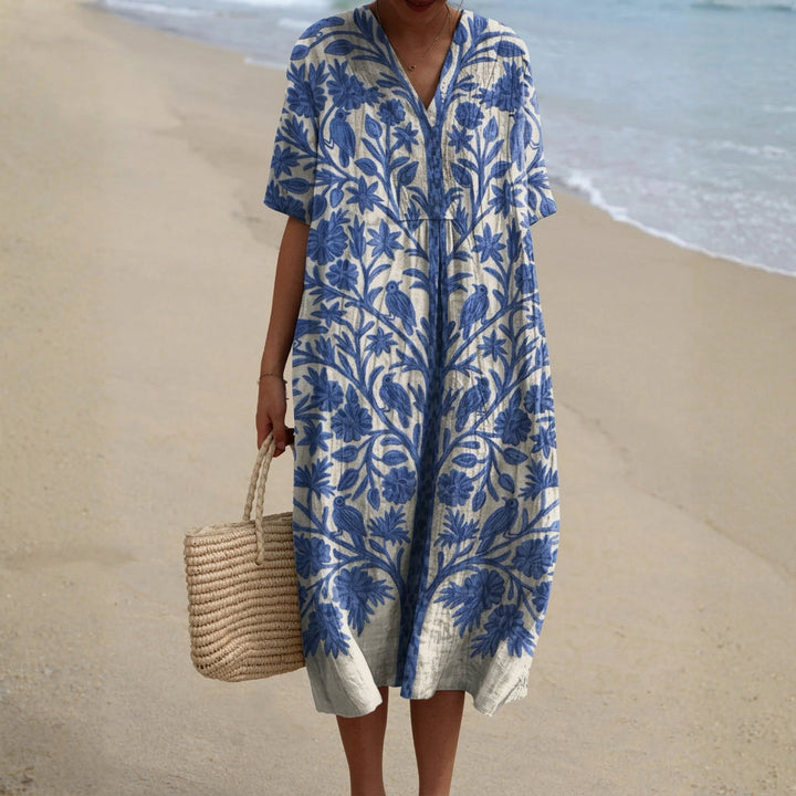 Nuala - Cotton Blue Dress