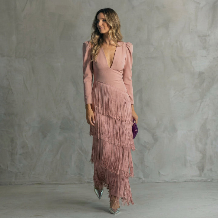 Muireann - V-Neck Fringe Dress