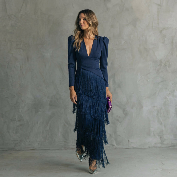 Muireann - V-Neck Fringe Dress