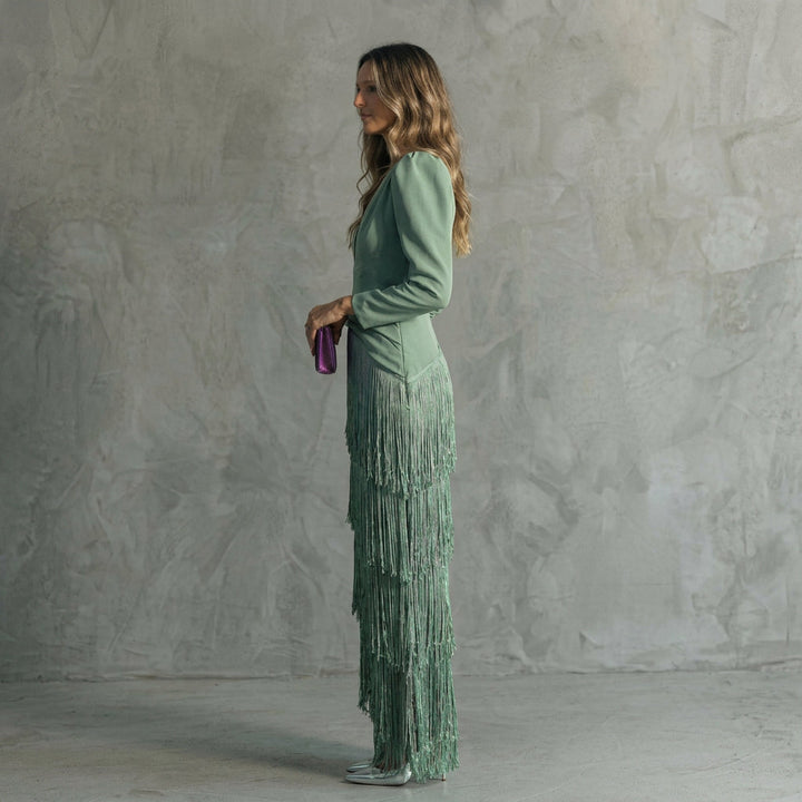 Muireann - V-Neck Fringe Dress