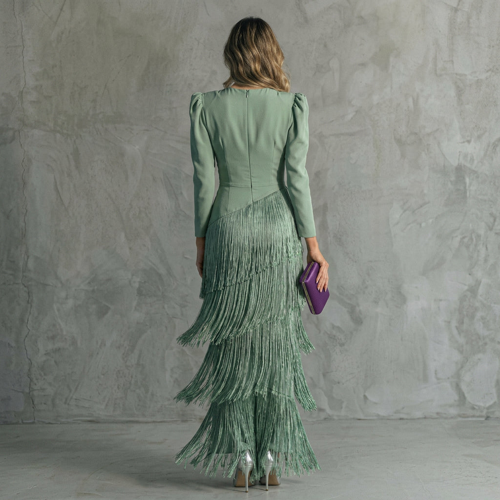 Muireann - V-Neck Fringe Dress