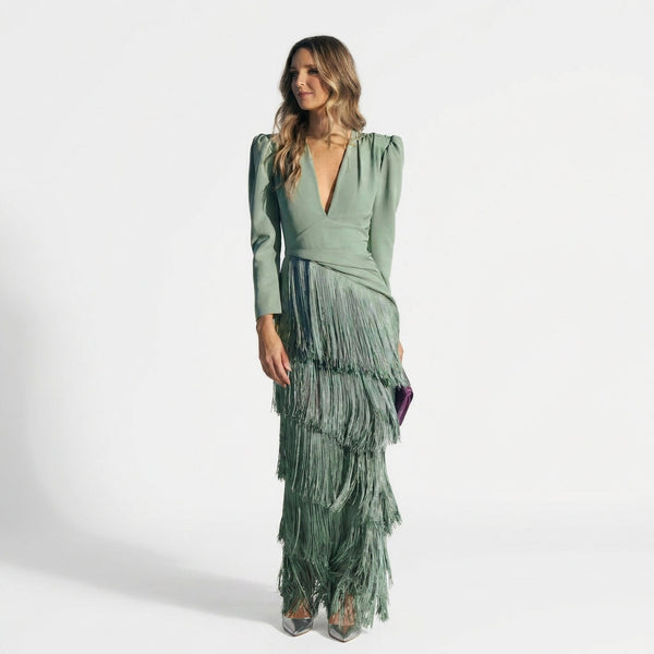 Muireann - V-Neck Fringe Dress