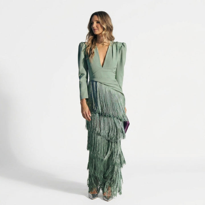 Muireann - V-Neck Fringe Dress