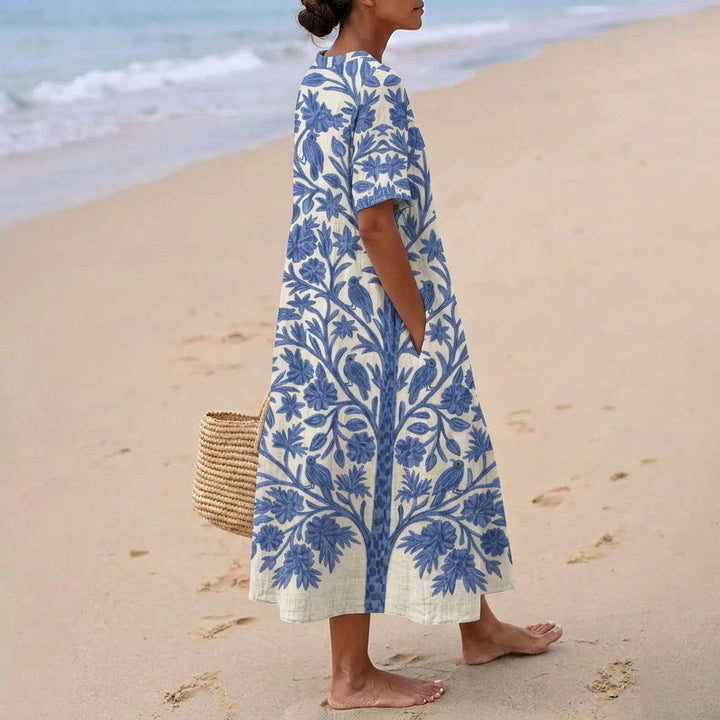 Nuala - Cotton Blue Dress
