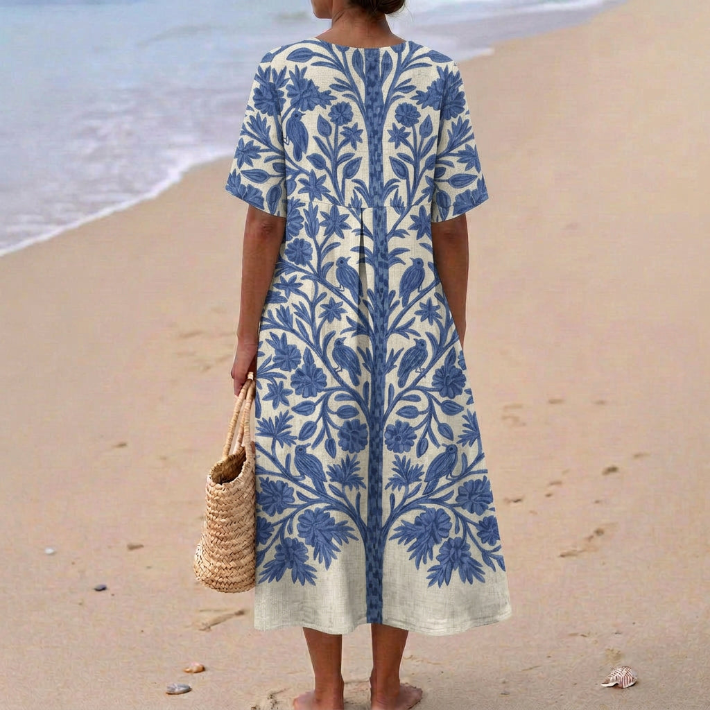 Nuala - Cotton Blue Dress