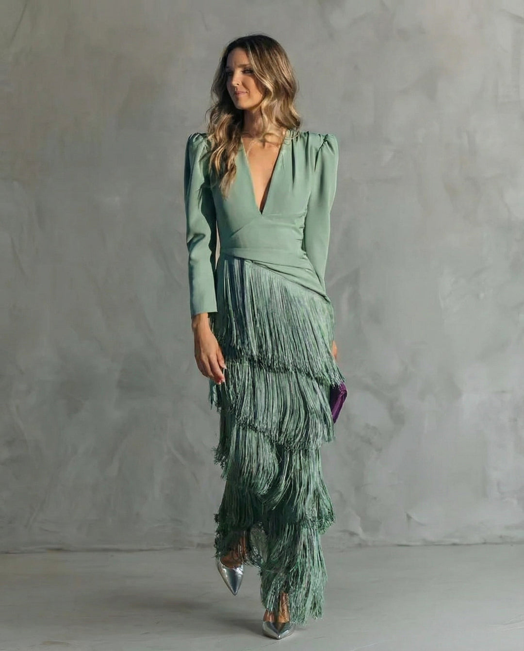 Camille | Robe Élégante à Manches Frangées
