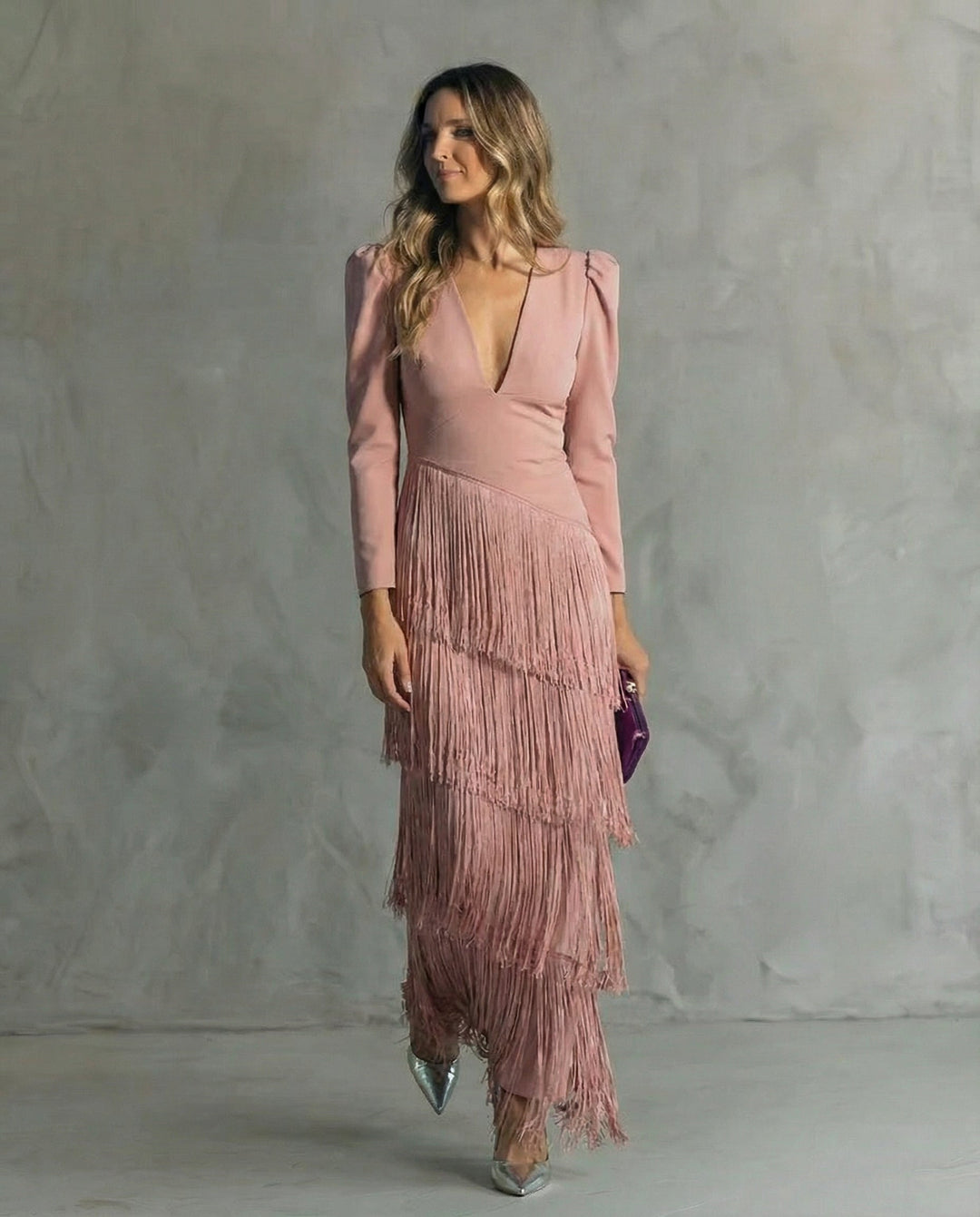 Camille | Robe Élégante à Manches Frangées