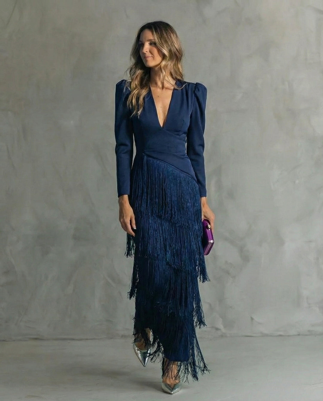 Camille | Robe Élégante à Manches Frangées