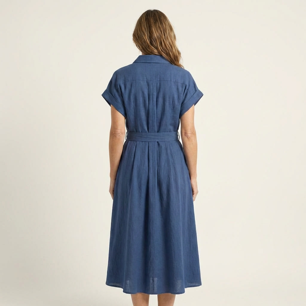 Melody | Robe Midi en Jean à Boutons et Ceinture
