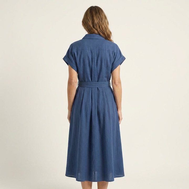 Melody | Robe Midi en Jean à Boutons et Ceinture
