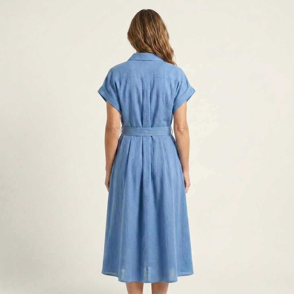 Melody | Robe Midi en Jean à Boutons et Ceinture