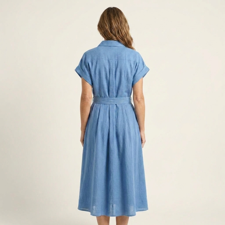 Melody | Robe Midi en Jean à Boutons et Ceinture