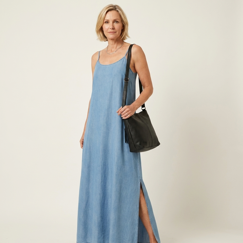 Azure | Robe Maxi en Denim avec Fente Latérale