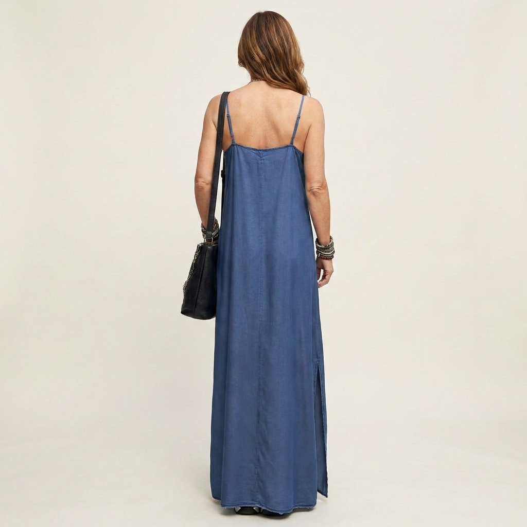 Azure | Robe Maxi en Denim avec Fente Latérale