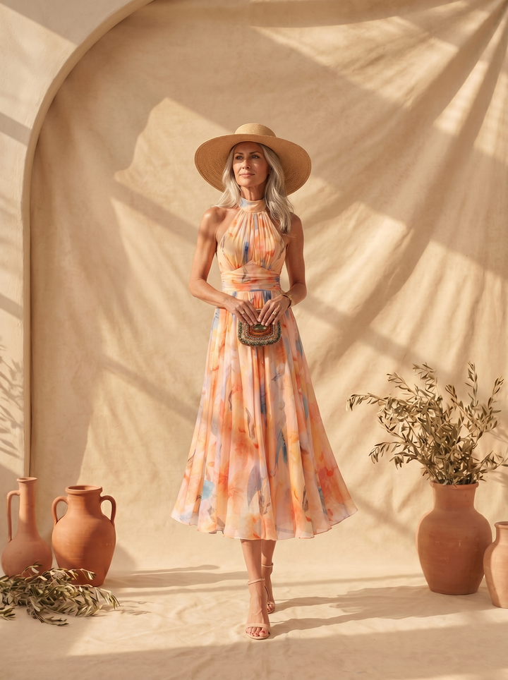 Aurore | Robe Halter Imprimé Aquarelle