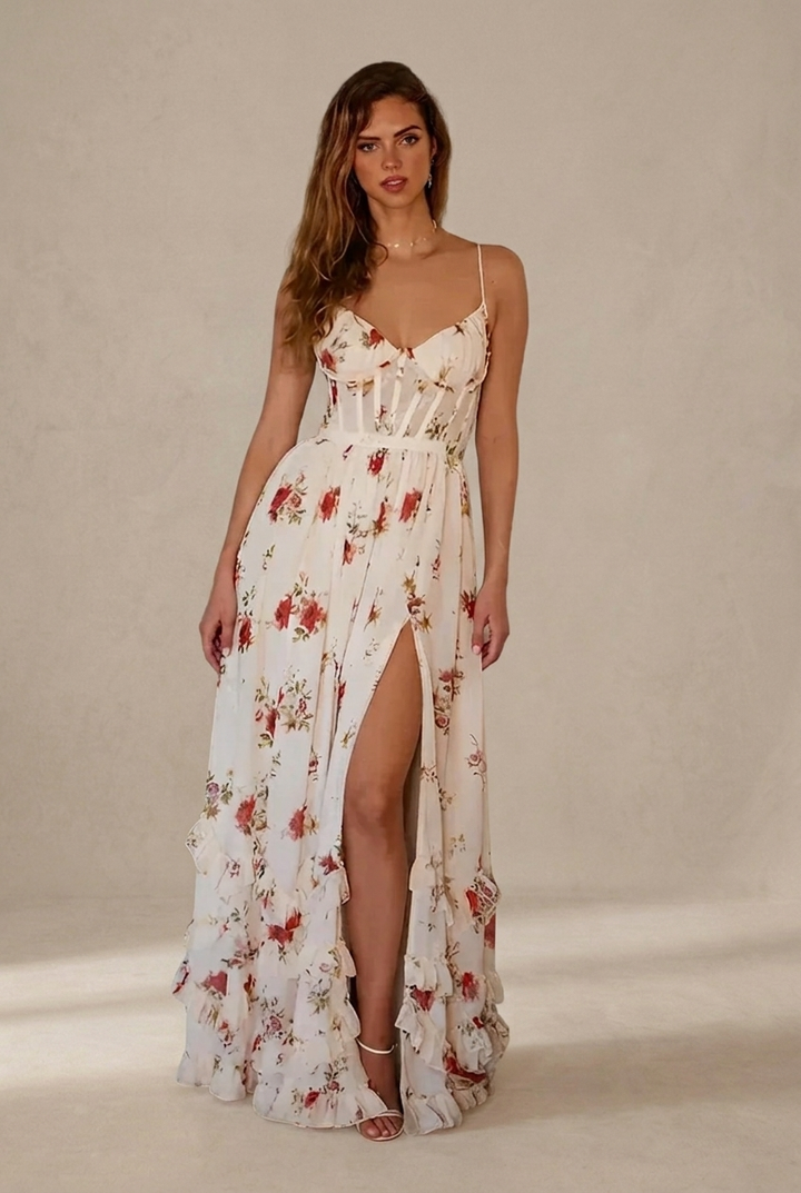 Inès | Robe Fleurie Col en V