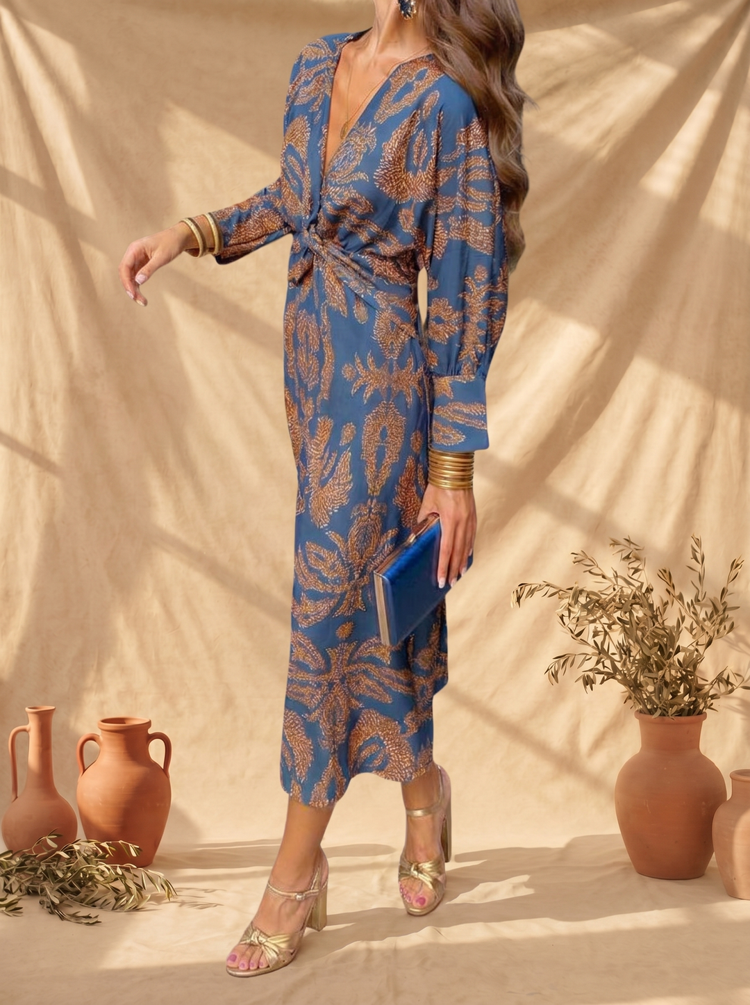 Céline | Robe Midi Élégance Fleurie