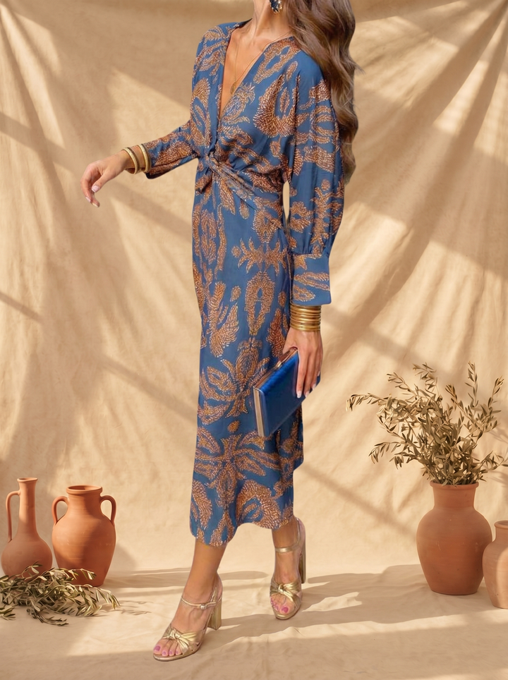 Céline | Robe Midi Élégance Fleurie