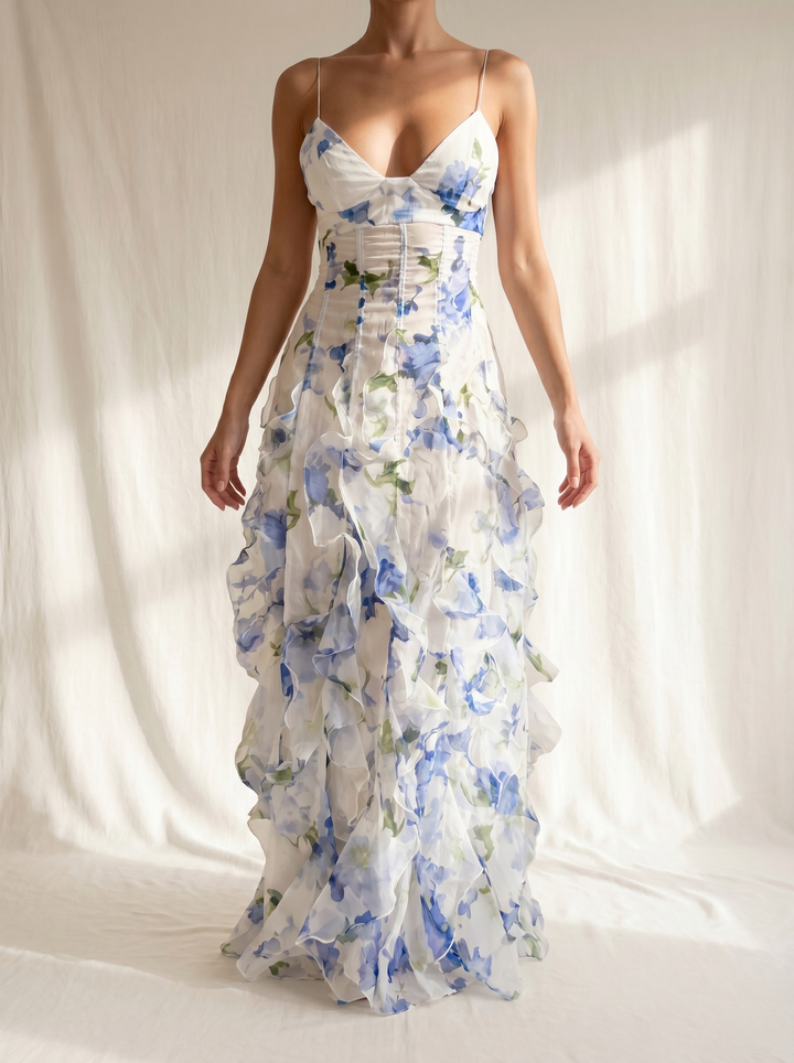 Ulrike | Robe Midi Fleurie à Volants